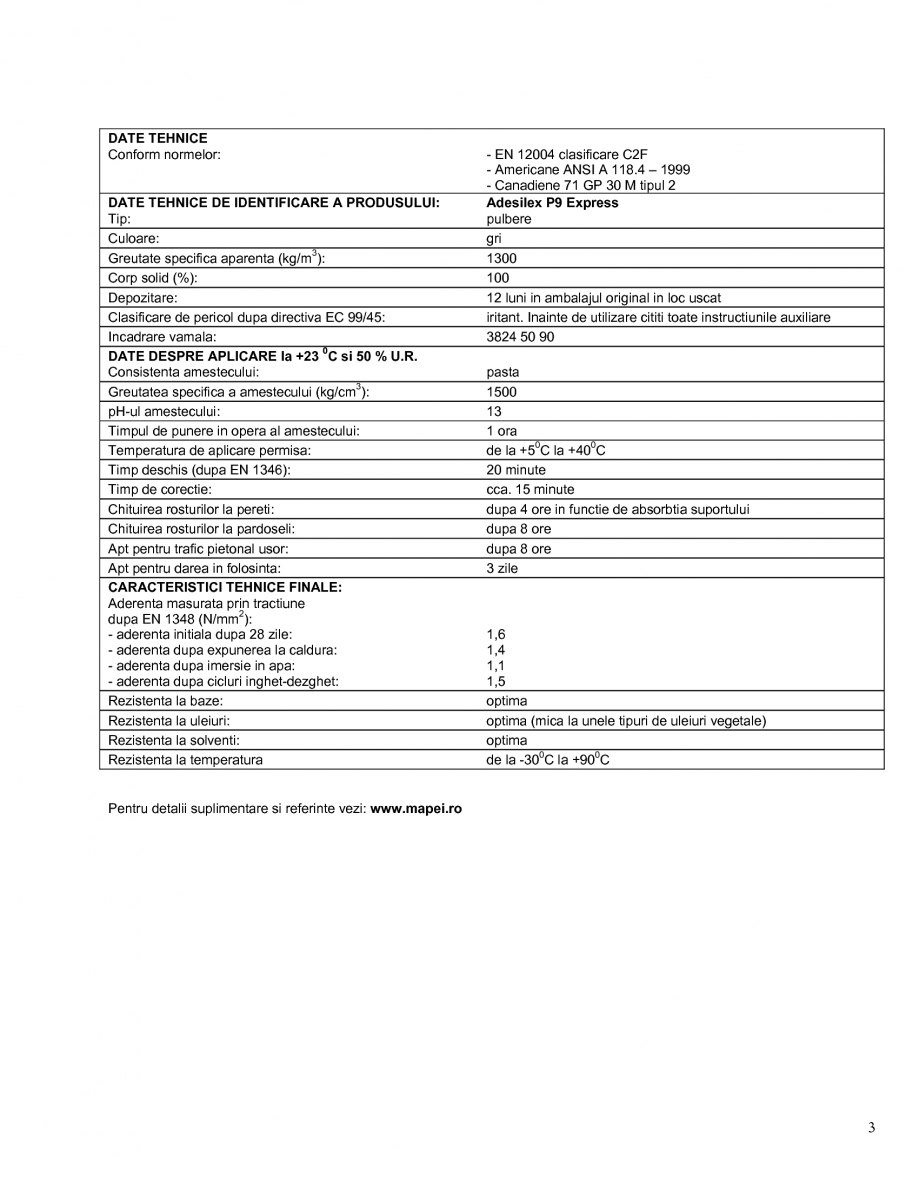 Pagina 3-Adeziv pe baza de ciment, cu priza rapida si aderenta imbunatatita, pentru placi ceramice si placi...