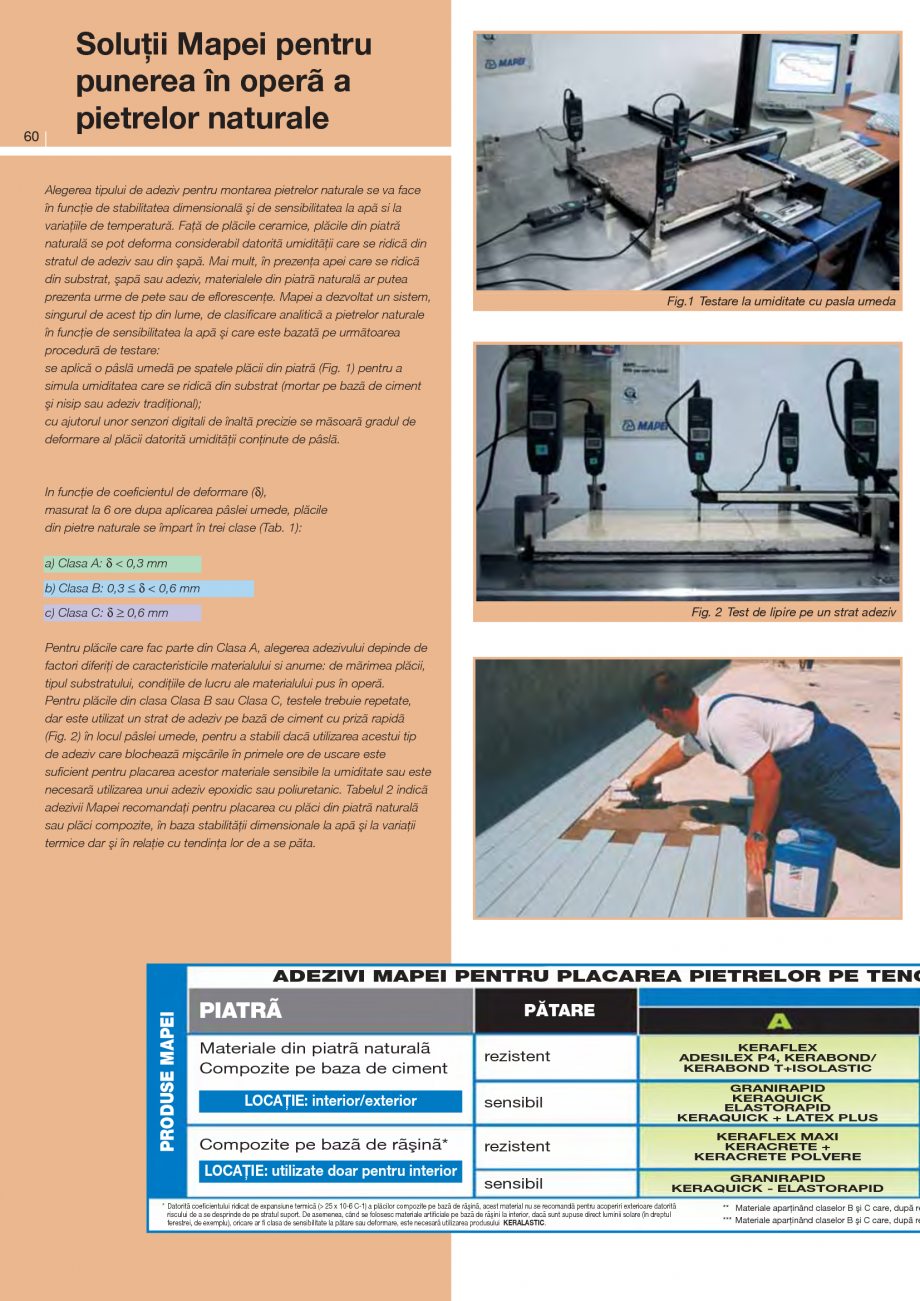Pagina 1-Solutii pentru punerea in opera a pietrelor naturale
 MAPEI ELASTORAPID, KERAQUICK Instructiuni...