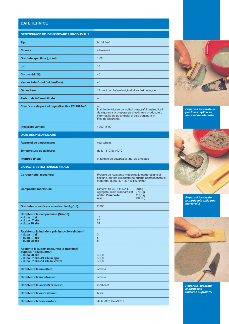 Pagina 3-Latex din cauciuc sintetic pentru amestecuri pe baza de ciment MAPEI PLANICRETE Fisa tehnica Romana ...