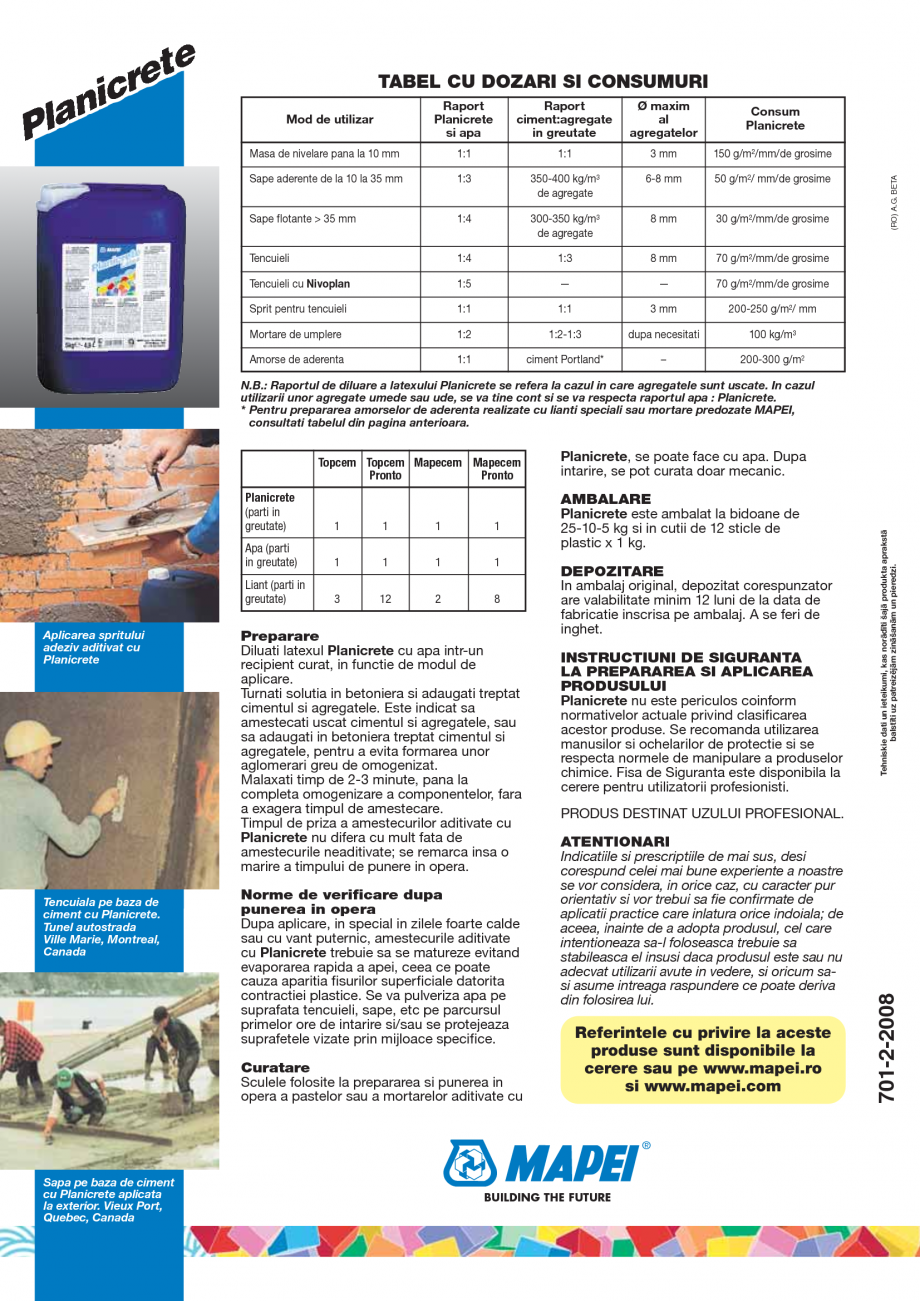 Pagina 4-Latex din cauciuc sintetic pentru amestecuri pe baza de ciment MAPEI PLANICRETE Fisa tehnica Romana ...