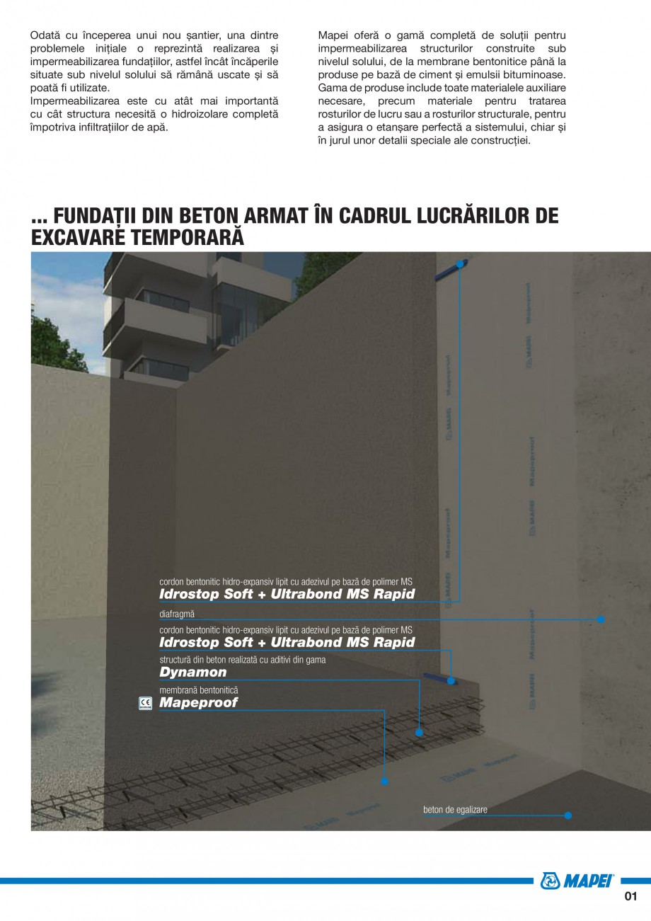 Pagina 3-Ghid selectie produse pentru impermeabilizari  MAPEI Catalog, brosura Romana  STRUCTURILOR
SUBTERANE...