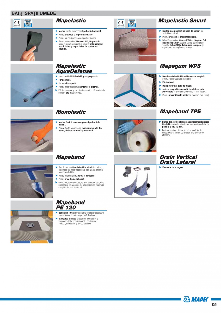 Pagina 7-Ghid selectie produse pentru impermeabilizari  MAPEI Catalog, brosura Romana cu Mapenet 150 sau...