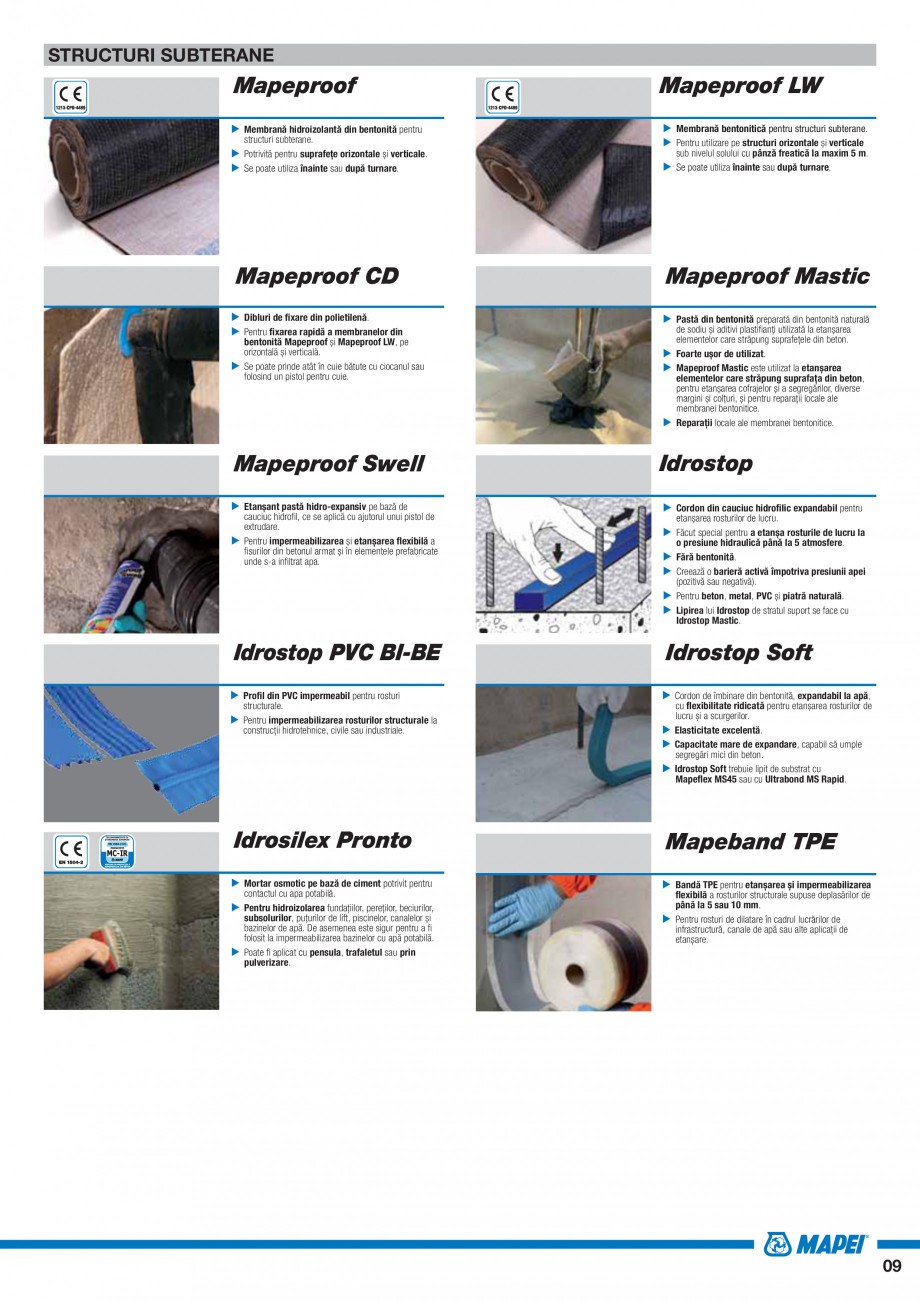 Pagina 11-Ghid selectie produse pentru impermeabilizari  MAPEI Catalog, brosura Romana ații de
etanșare.
...