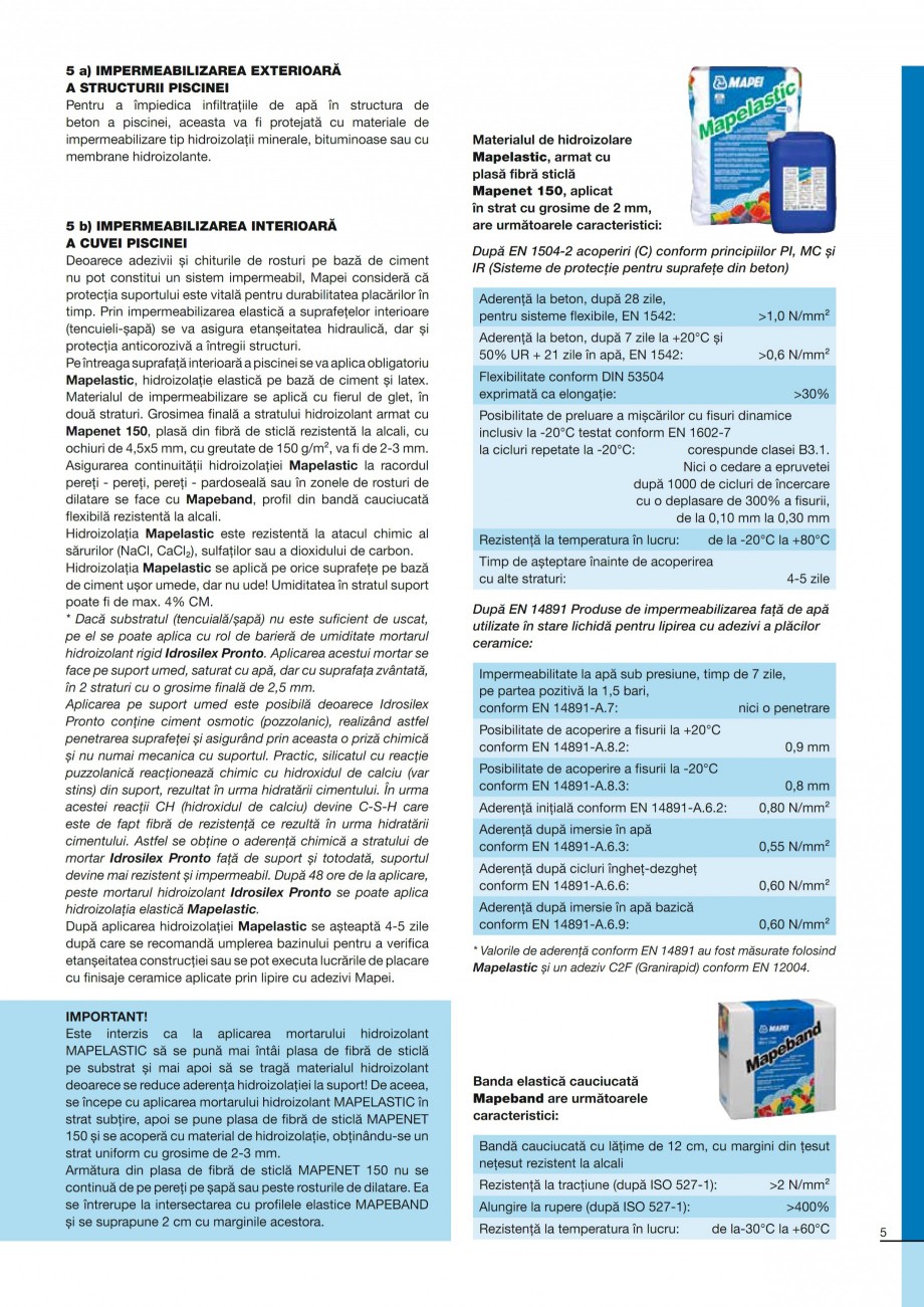 Pagina 5-Ghid constructia piscinelor din beton armat MAPEI KERACOLOR GG, KERACOLOR FF Catalog, brosura Romana...