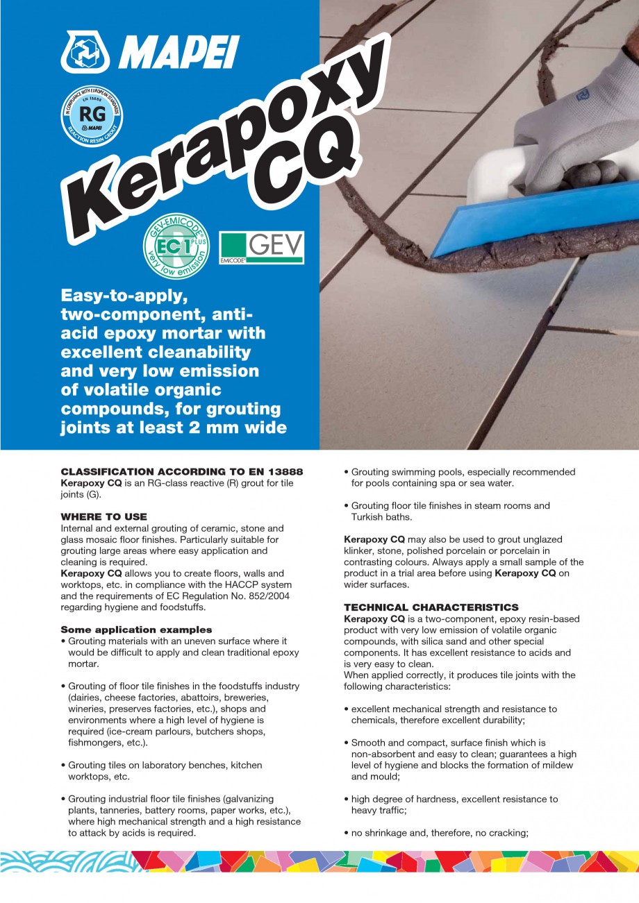 Pagina 1-Chit de rosturi epoxidic bicomponent MAPEI KERAPOXY CQ Fisa tehnica Engleza y x o p Q ra C e K
TH...