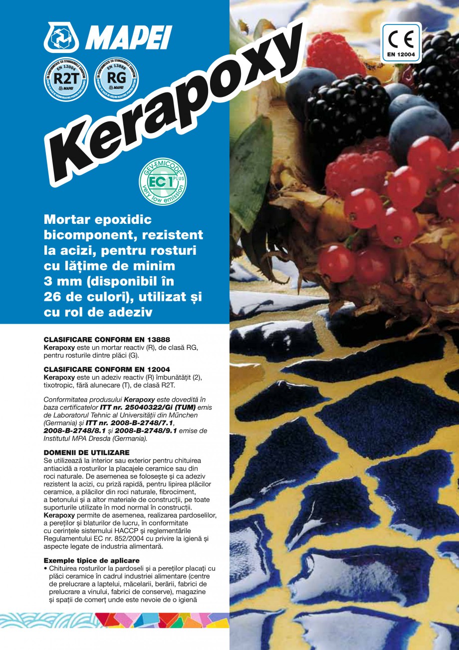 Pagina 1-Mortar epoxidic bicomponent, rezistent la acizi, pentru rosturi cu latime de minim 3mm, utilizat si ...