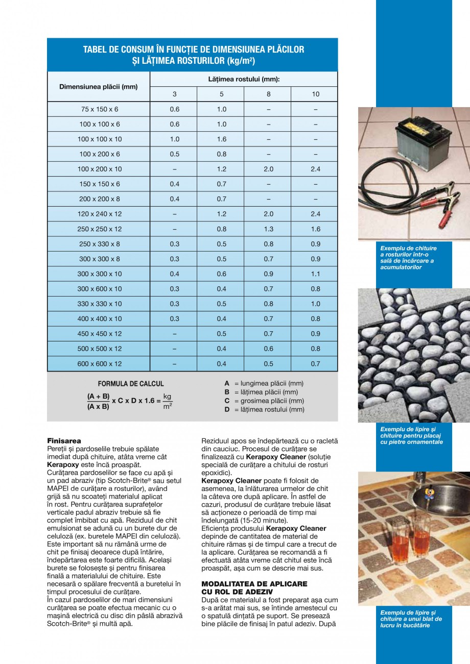 Pagina 5-Mortar epoxidic bicomponent, rezistent la acizi, pentru rosturi cu latime de minim 3mm, utilizat si ...