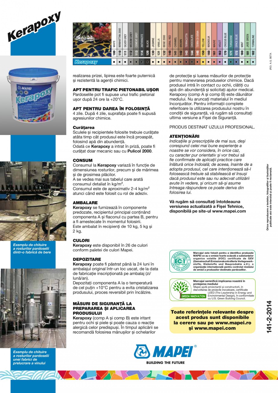 Pagina 6-Mortar epoxidic bicomponent, rezistent la acizi, pentru rosturi cu latime de minim 3mm, utilizat si ...