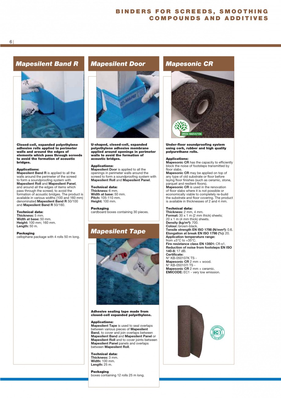 Pagina 8-Materiale montaj, finisare si intretinere parchet 2011 MAPEI ULTRABOND ECO S955 1K, ULTRABOND P902...