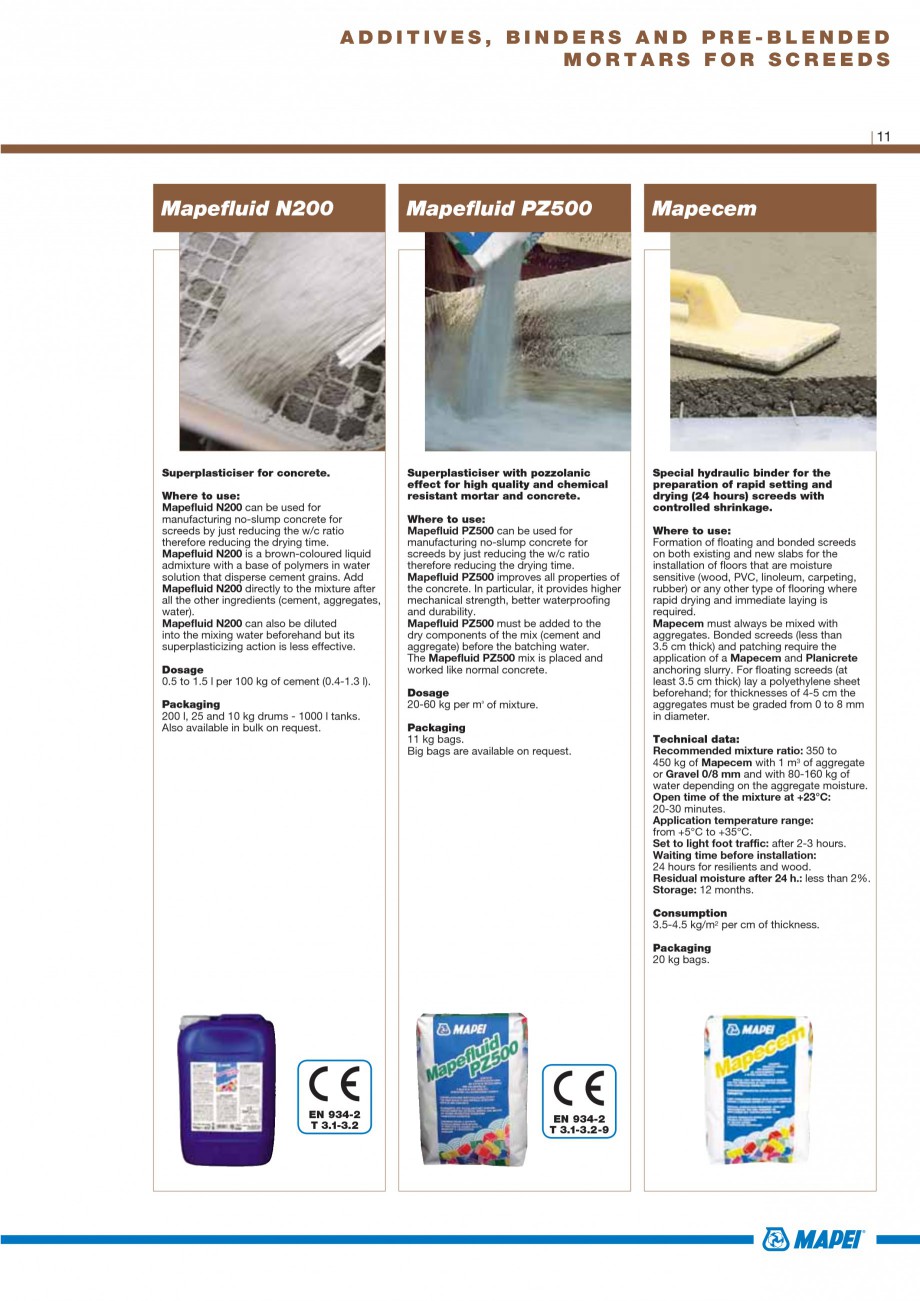 Pagina 13-Materiale montaj, finisare si intretinere parchet 2011 MAPEI ULTRABOND ECO S955 1K, ULTRABOND P902...