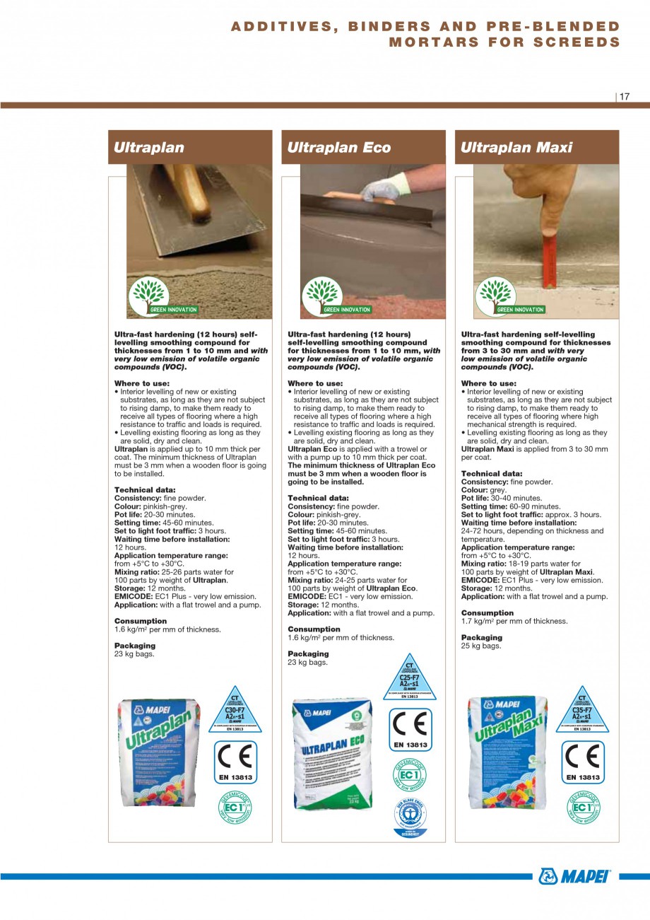 Pagina 19-Materiale montaj, finisare si intretinere parchet 2011 MAPEI ULTRABOND ECO S955 1K, ULTRABOND P902...