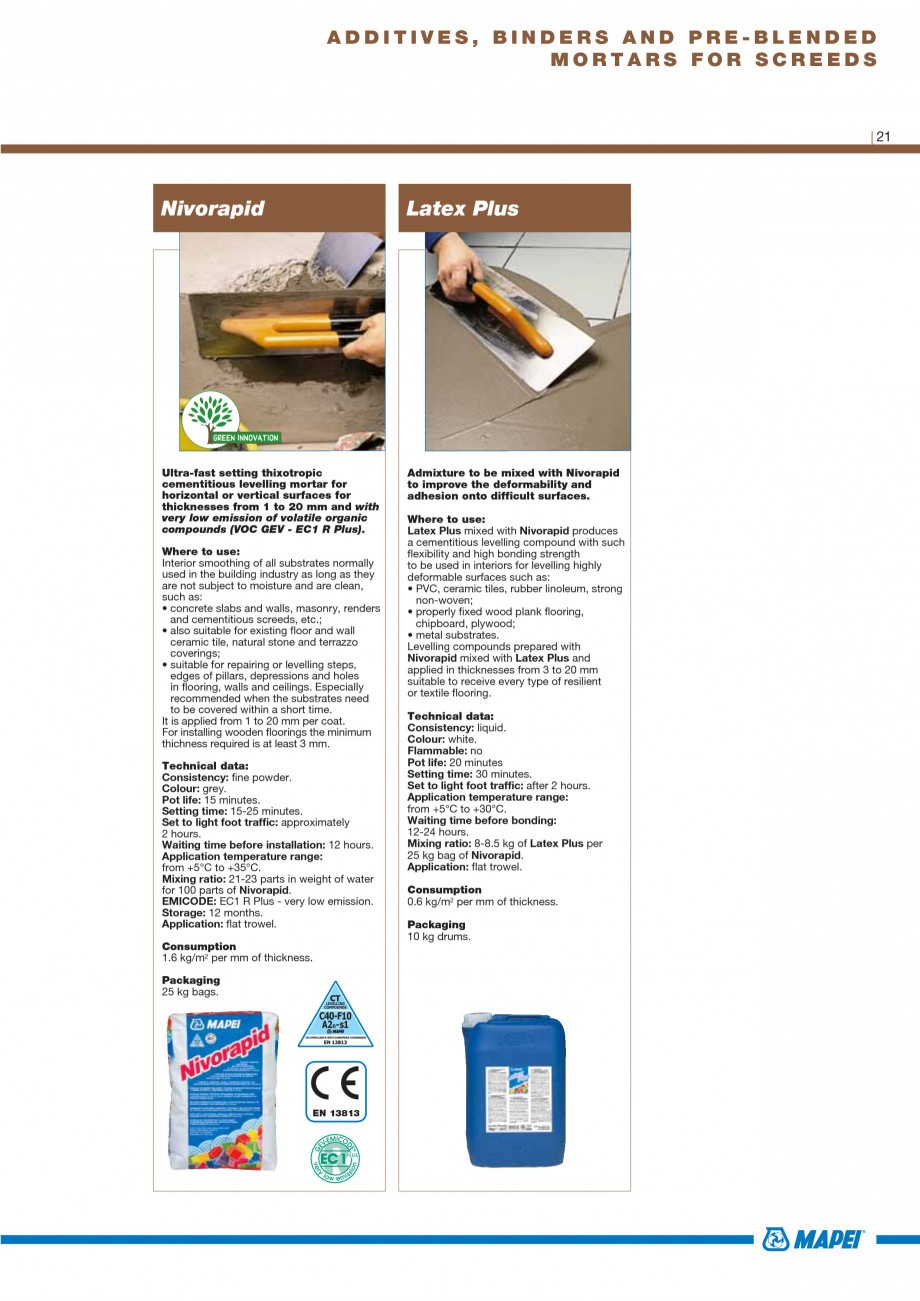 Pagina 23-Materiale montaj, finisare si intretinere parchet 2011 MAPEI ULTRABOND ECO S955 1K, ULTRABOND P902...