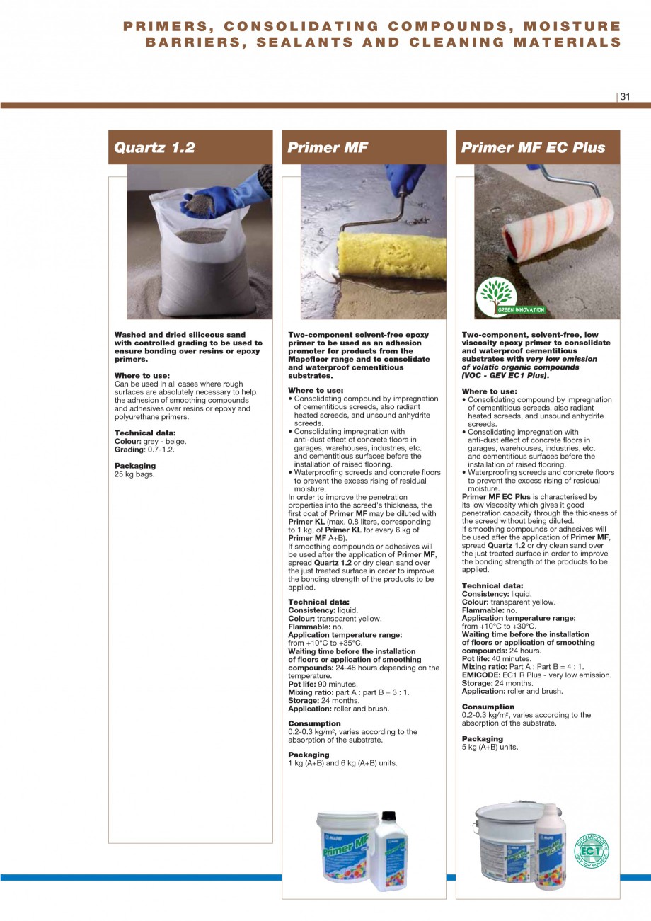 Pagina 33-Materiale montaj, finisare si intretinere parchet 2011 MAPEI ULTRABOND ECO S955 1K, ULTRABOND P902...