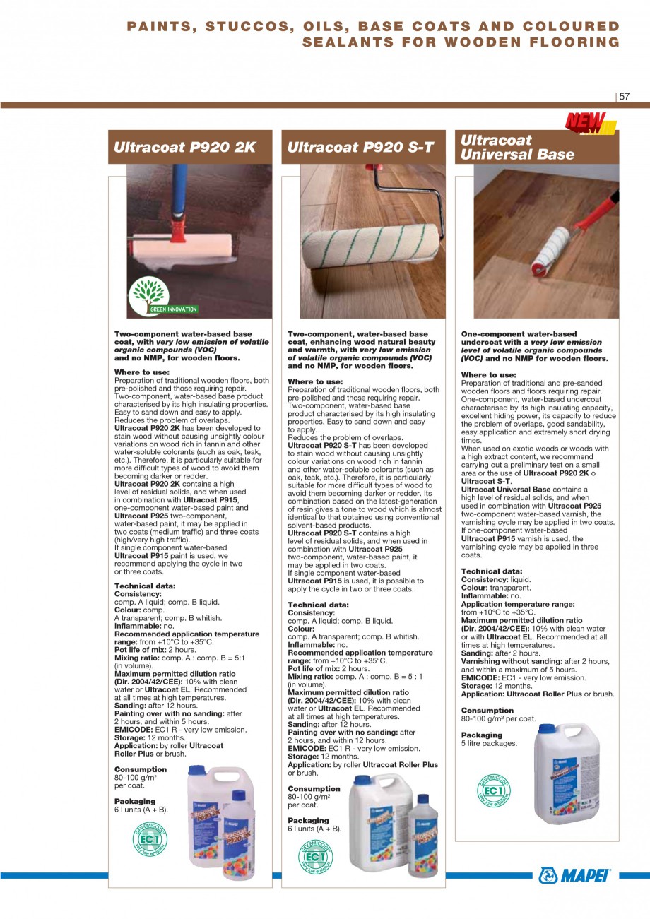 Pagina 59-Materiale montaj, finisare si intretinere parchet 2011 MAPEI ULTRABOND ECO S955 1K, ULTRABOND P902...