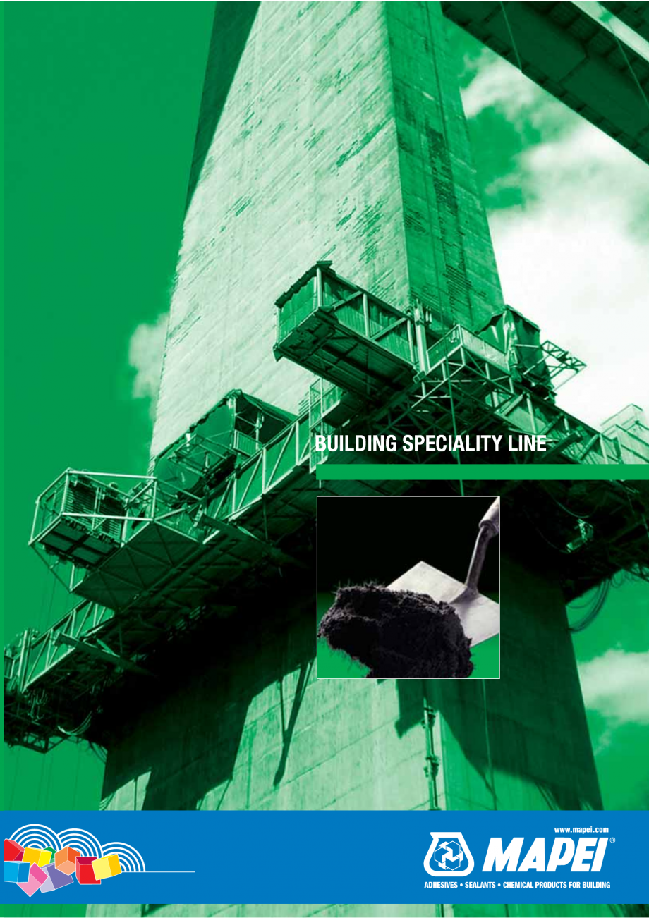 Pagina 1-Catalog mortare, materiale speciale MAPEI Catalog, brosura Engleza BUILDING SPECIALITY LINE
...