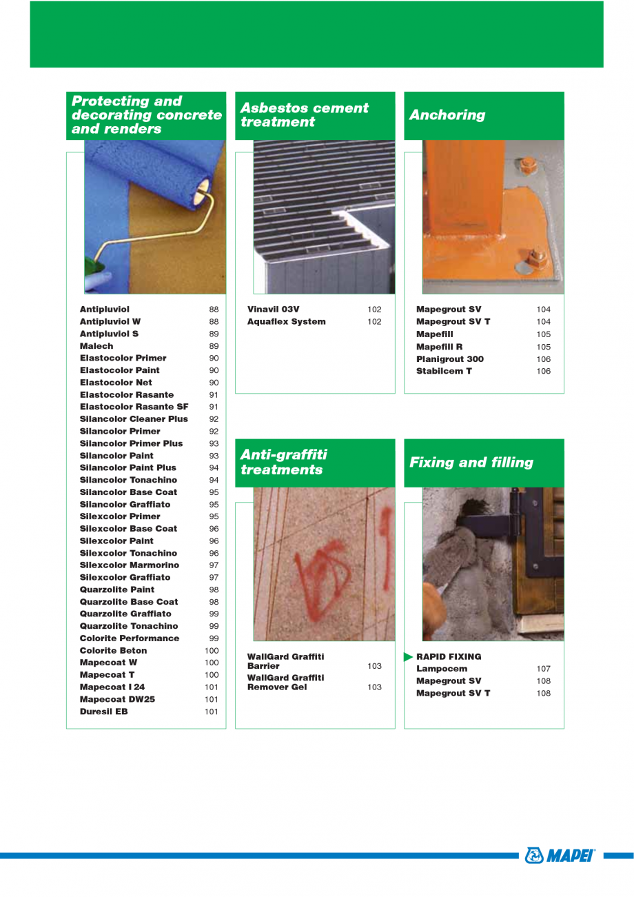 Pagina 5-Catalog mortare, materiale speciale MAPEI Catalog, brosura Engleza UNI-AX 52 MapeWrap G QUADRI-AX 53...