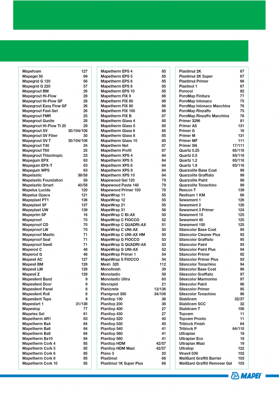 Pagina 9-Catalog mortare, materiale speciale MAPEI Catalog, brosura Engleza loor Cleaner ED Mapefloor Wax...