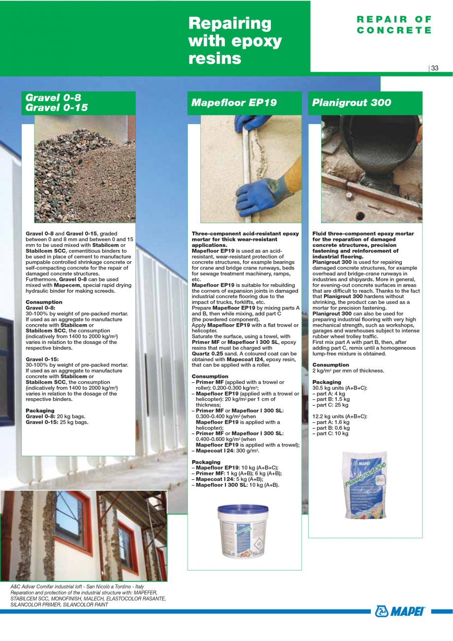 Pagina 35-Catalog mortare, materiale speciale MAPEI Catalog, brosura Engleza f levelling fibre reinforced...