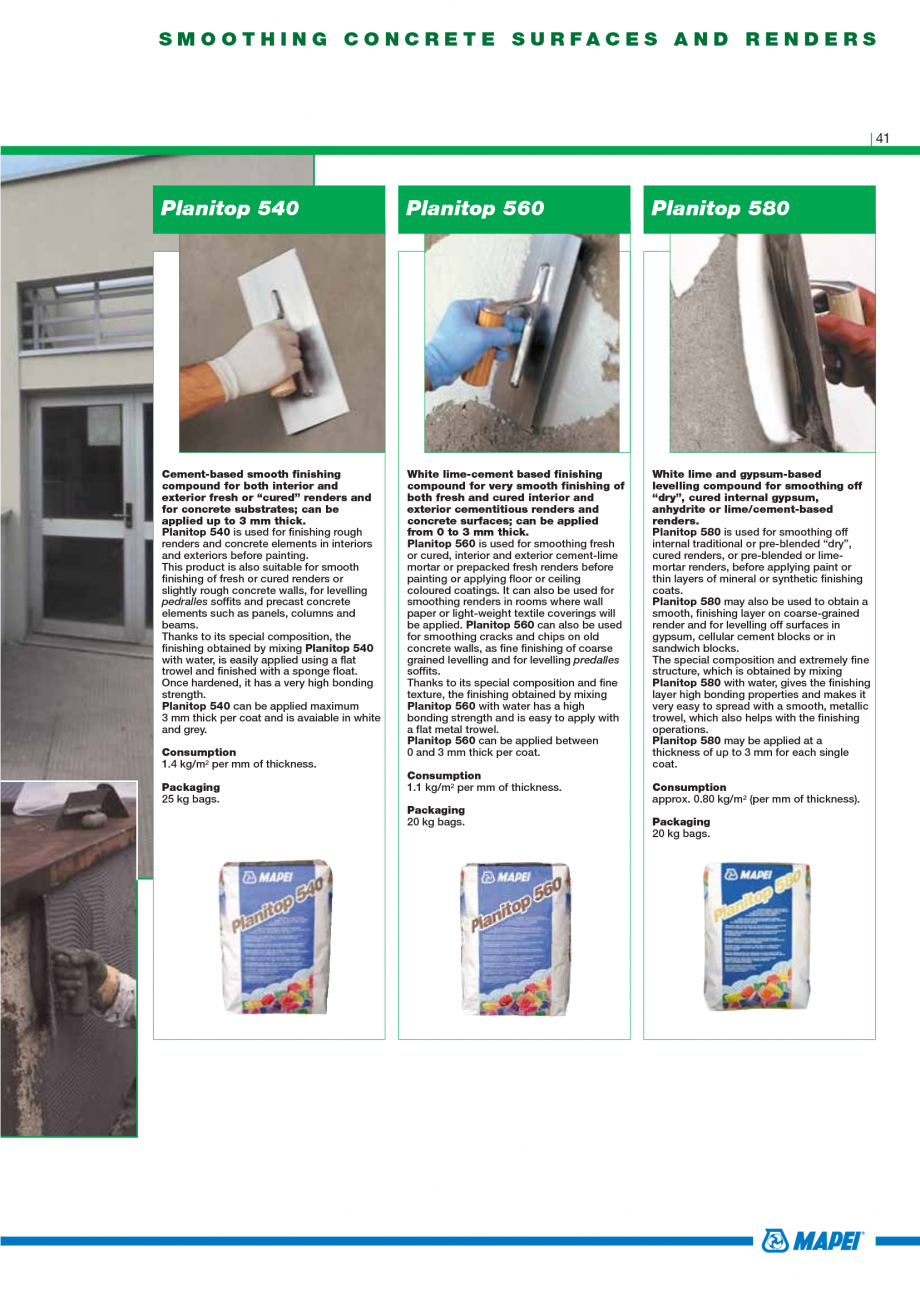 Pagina 43-Catalog mortare, materiale speciale MAPEI Catalog, brosura Engleza ging 25 kg bags.

Two-component...