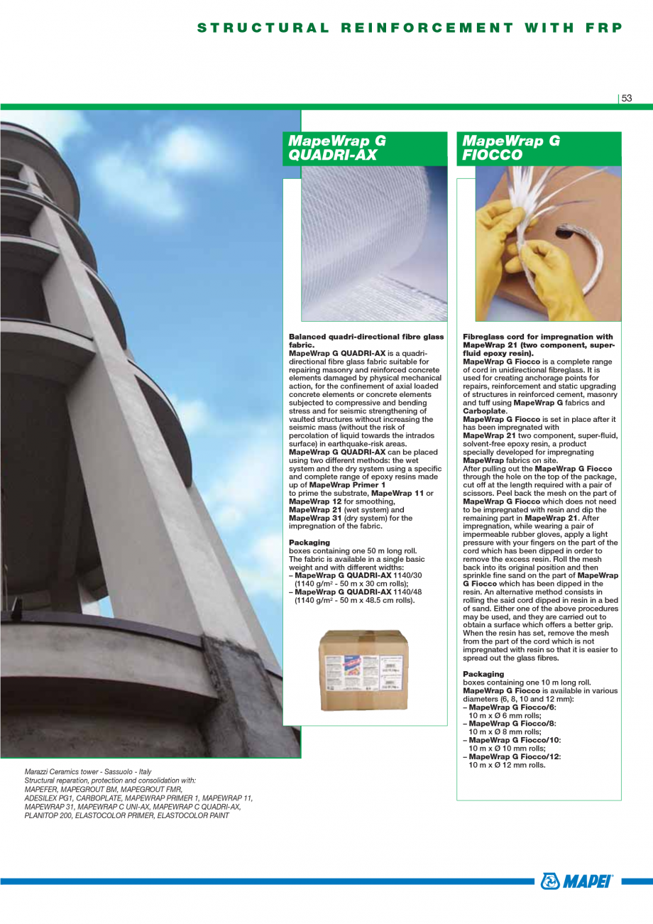 Pagina 55-Catalog mortare, materiale speciale MAPEI Catalog, brosura Engleza . The product may also be used...