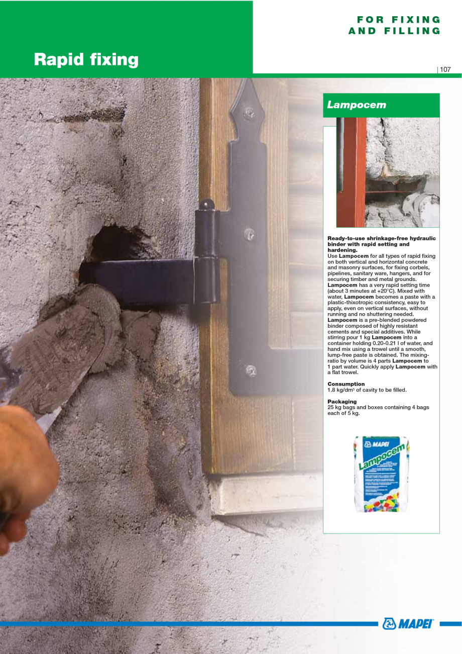 Pagina 109-Catalog mortare, materiale speciale MAPEI Catalog, brosura Engleza G1 can also be used to repair the...