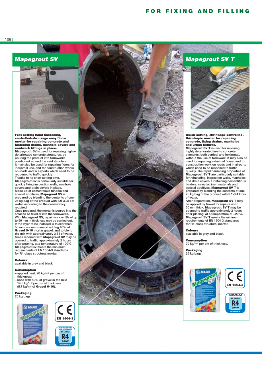 Pagina 110-Catalog mortare, materiale speciale MAPEI Catalog, brosura Engleza r repairing the edges of joints...