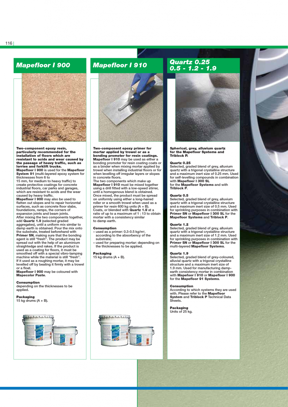 Pagina 118-Catalog mortare, materiale speciale MAPEI Catalog, brosura Engleza ble in 2 basic weights and with...