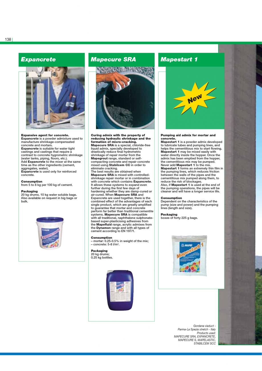 Pagina 140-Catalog mortare, materiale speciale MAPEI Catalog, brosura Engleza  the formation of cracks caused...