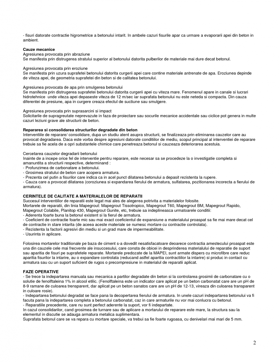 Pagina 2-Mortare speciale pentru reparatii
 MAPEI Lucrari, proiecte Romana fisuri, mortare de ciment sau...