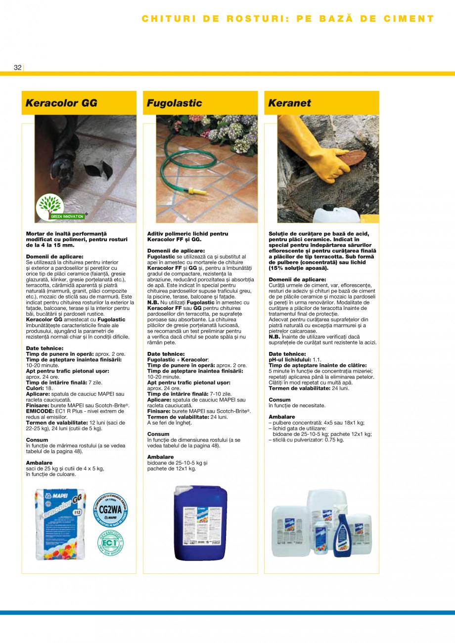 Pagina 34-Produse pentru montarea placilor ceramice si a placilor din piatra naturala MAPEI Mapelastic,...