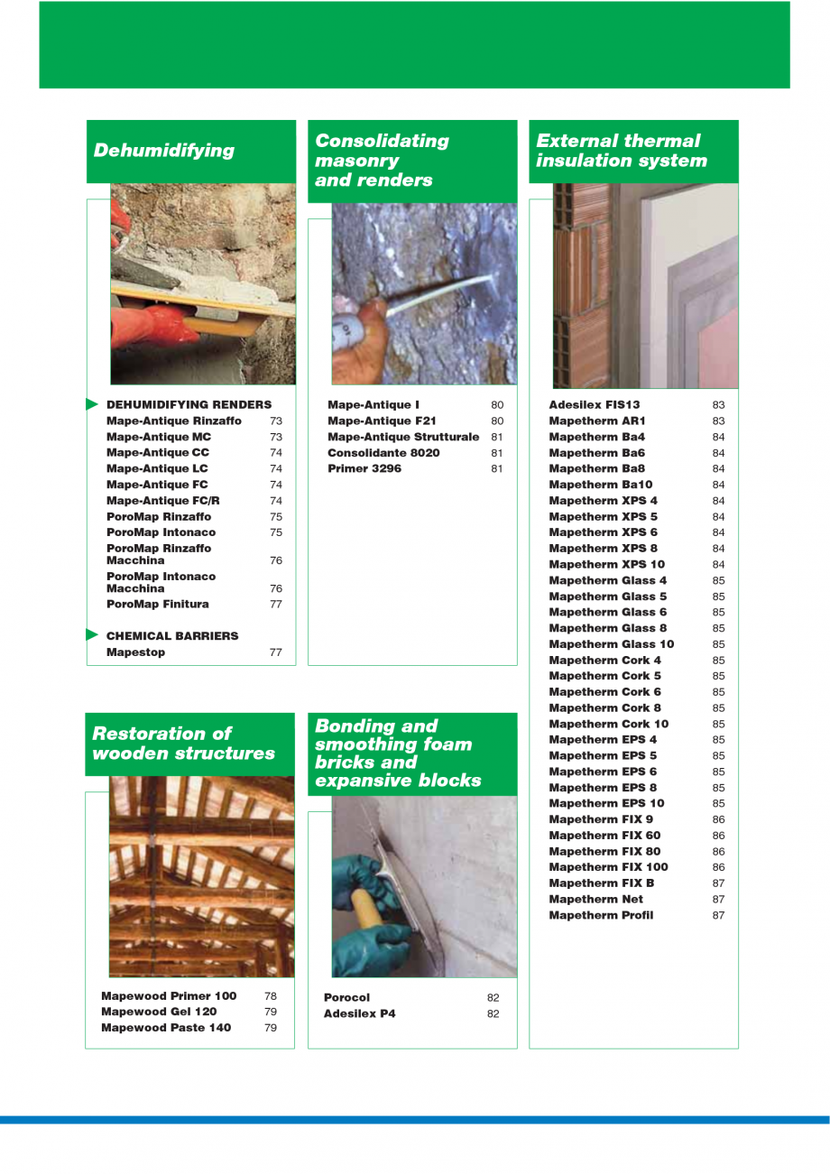 Pagina 4-Catalog mortare, materiale speciale MAPEI Mapegrout Easy Flow GF, Mapegrout SV, Mapegrout SV Fiber, ...