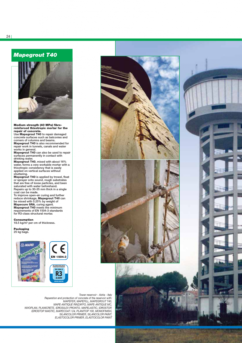 Pagina 26-Catalog mortare, materiale speciale MAPEI Mapegrout Easy Flow GF, Mapegrout SV, Mapegrout SV Fiber, ...