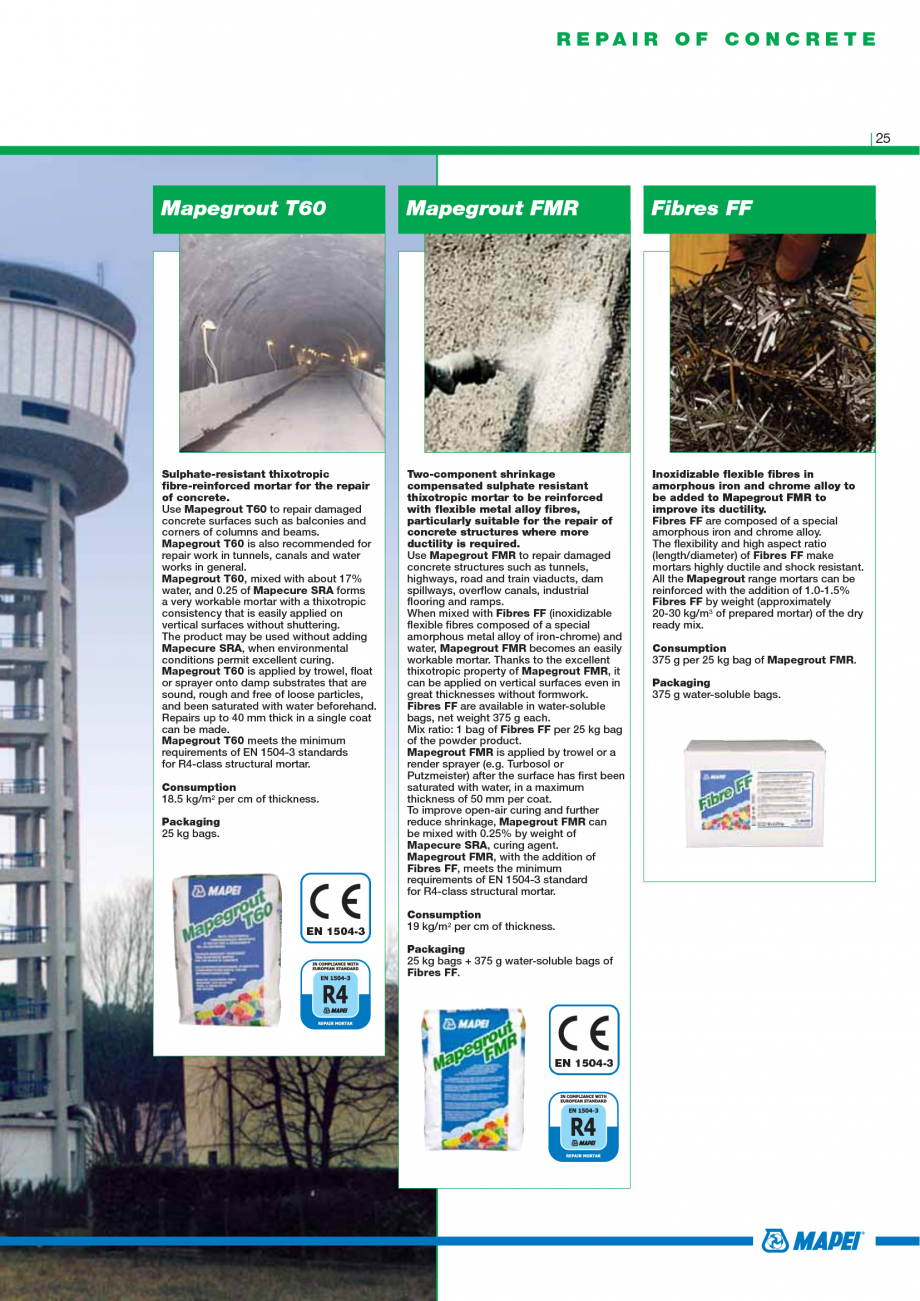 Pagina 27-Catalog mortare, materiale speciale MAPEI Mapegrout Easy Flow GF, Mapegrout SV, Mapegrout SV Fiber, ...