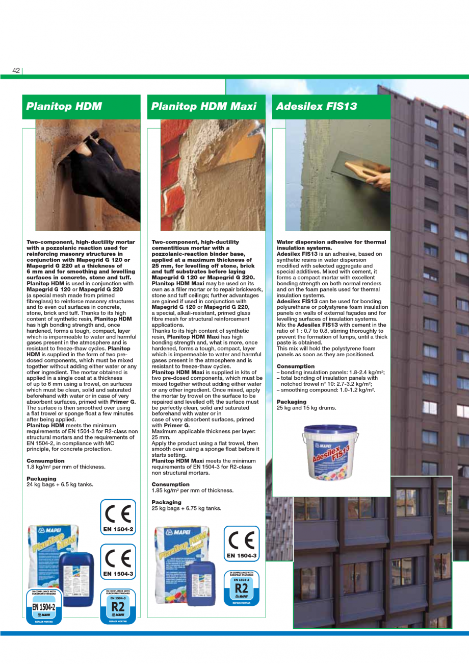 Pagina 44-Catalog mortare, materiale speciale MAPEI Mapegrout Easy Flow GF, Mapegrout SV, Mapegrout SV Fiber, ...