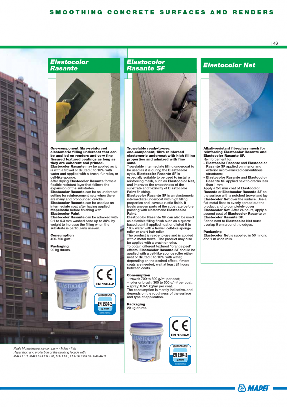 Pagina 45-Catalog mortare, materiale speciale MAPEI Mapegrout Easy Flow GF, Mapegrout SV, Mapegrout SV Fiber, ...