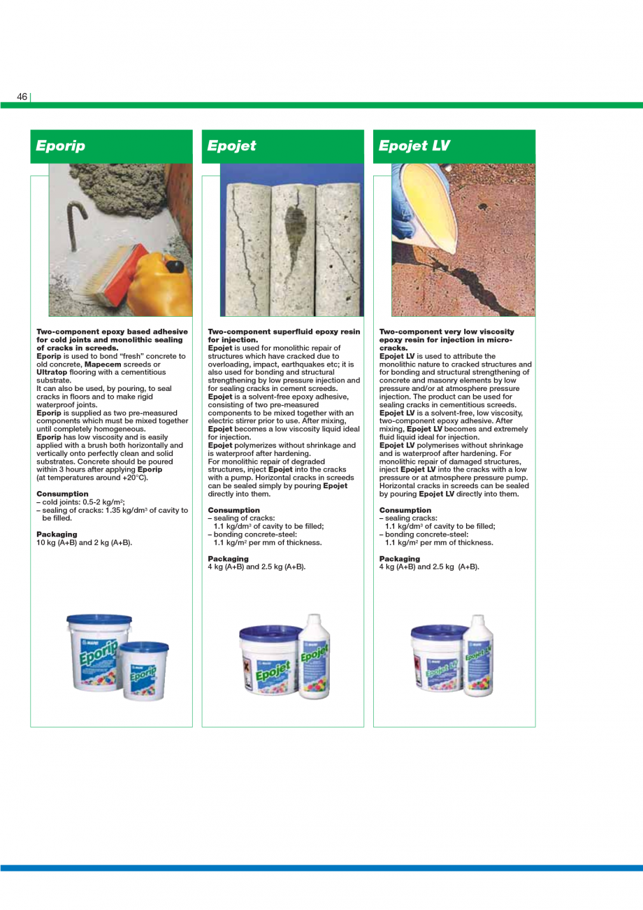 Pagina 48-Catalog mortare, materiale speciale MAPEI Mapegrout Easy Flow GF, Mapegrout SV, Mapegrout SV Fiber, ...