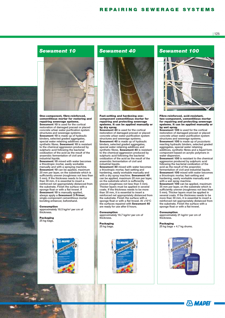 Pagina 127-Catalog mortare, materiale speciale MAPEI Mapegrout Easy Flow GF, Mapegrout SV, Mapegrout SV Fiber, ...