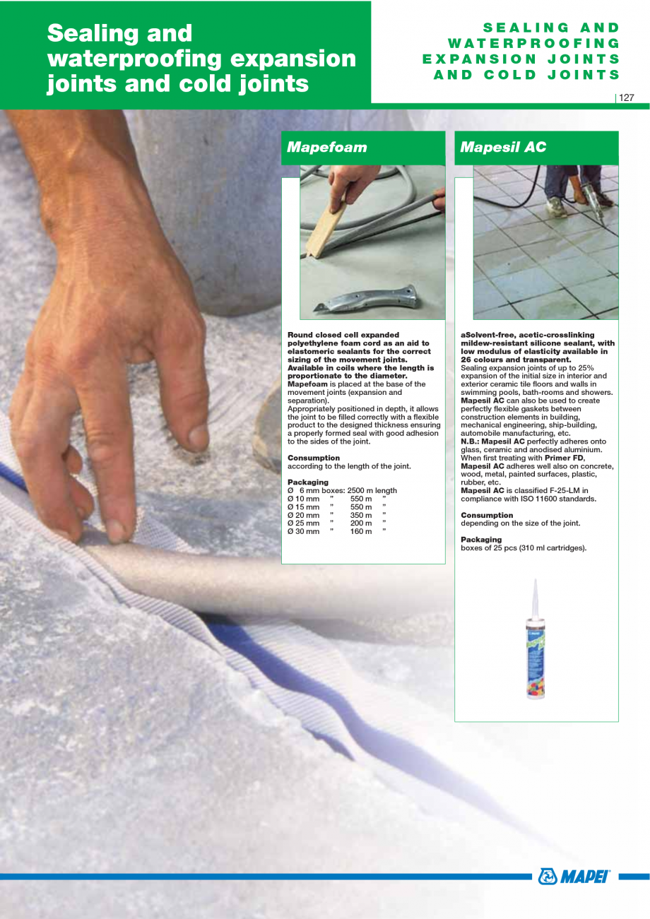 Pagina 129-Catalog mortare, materiale speciale MAPEI Mapegrout Easy Flow GF, Mapegrout SV, Mapegrout SV Fiber, ...
