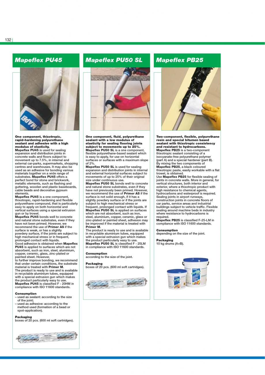 Pagina 134-Catalog mortare, materiale speciale MAPEI Mapegrout Easy Flow GF, Mapegrout SV, Mapegrout SV Fiber, ...