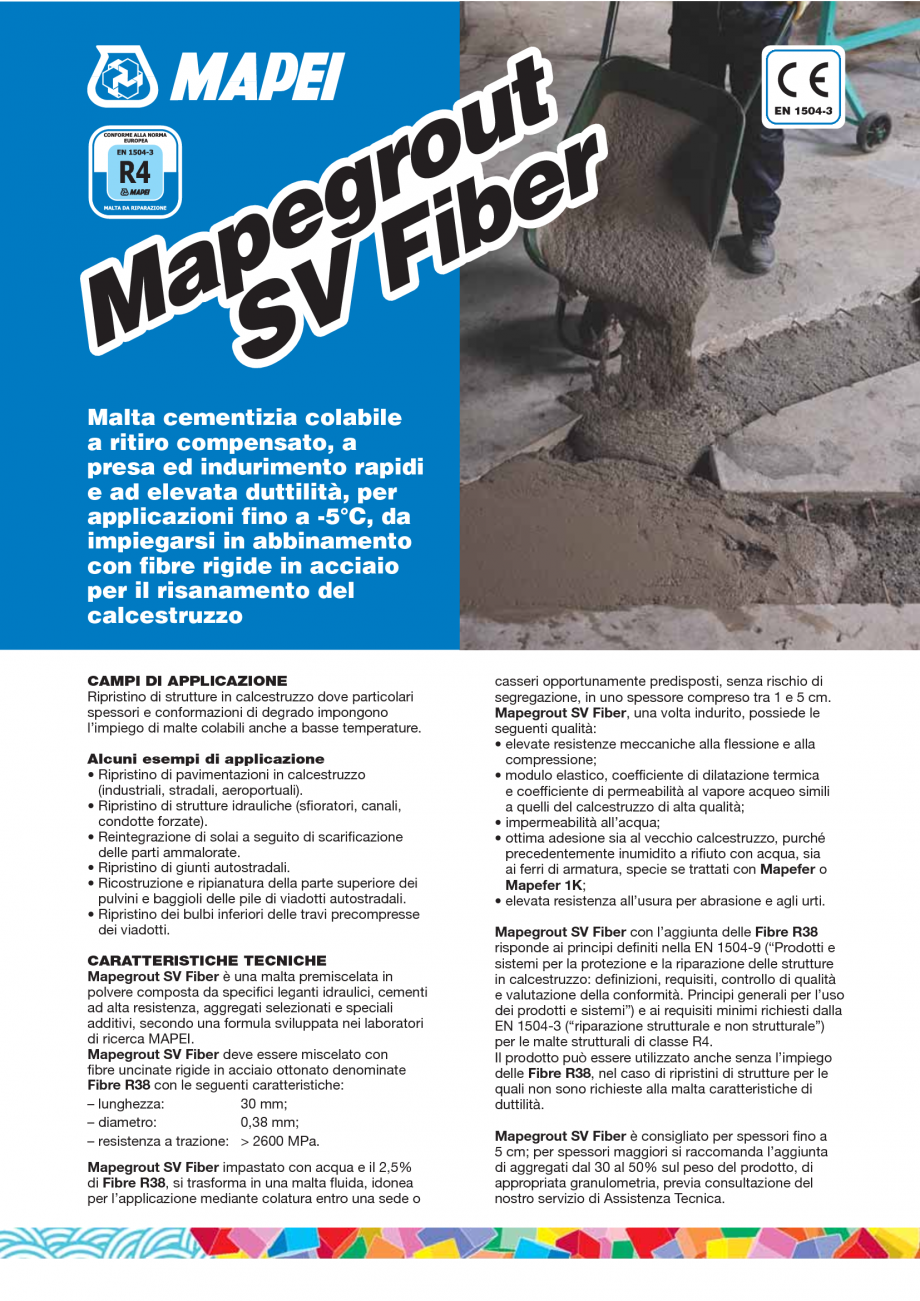 Pagina 1-Mortar monocomponent, cu contractie controlata, cu priza si intarire rapida MAPEI Mapegrout SV Fiber...