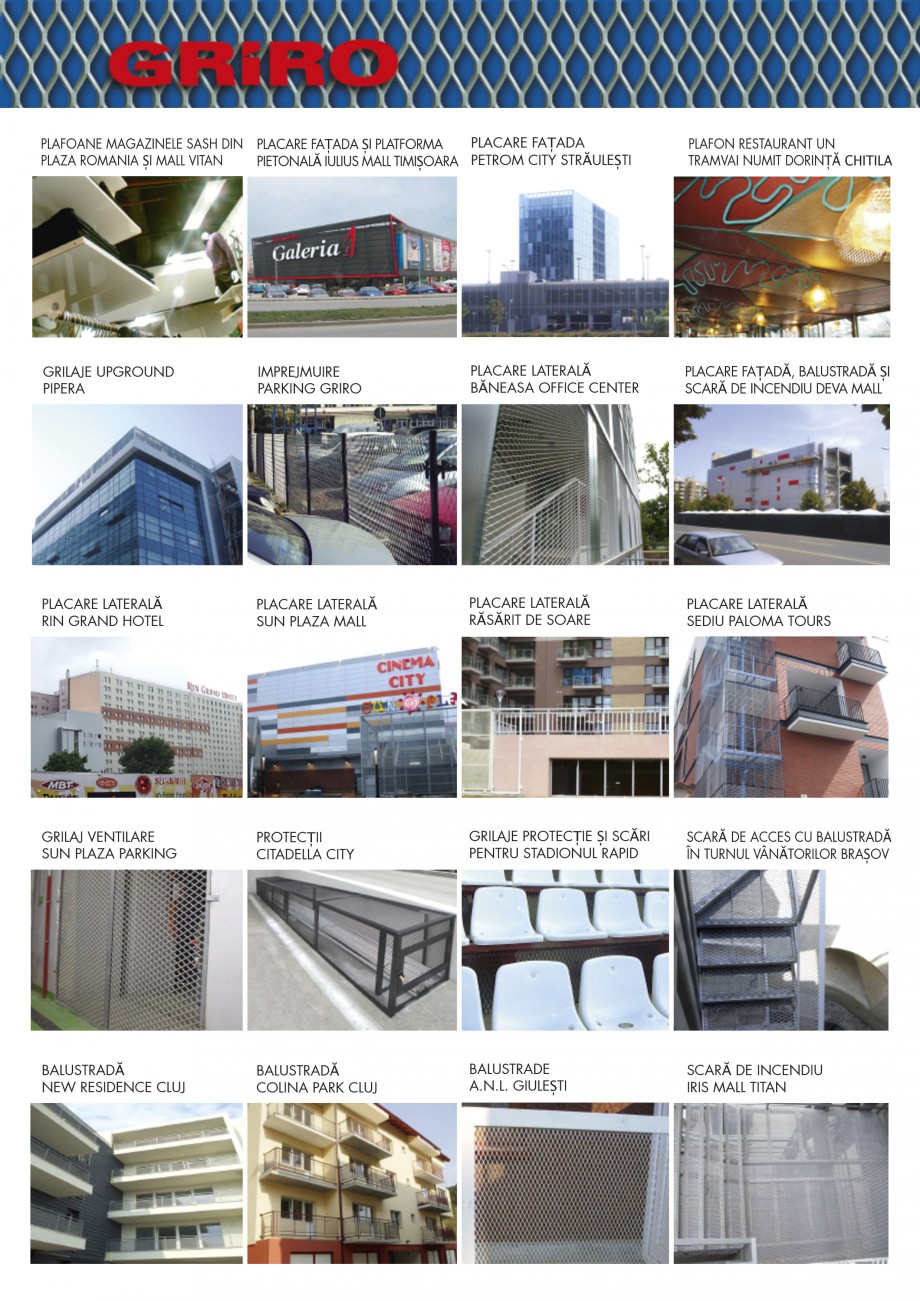 Pagina 2-Brosura de prezentare lucrari GRIRO Tabla expandata Lucrari, proiecte Romana 
PARASOLAR MEGA IMAGE...