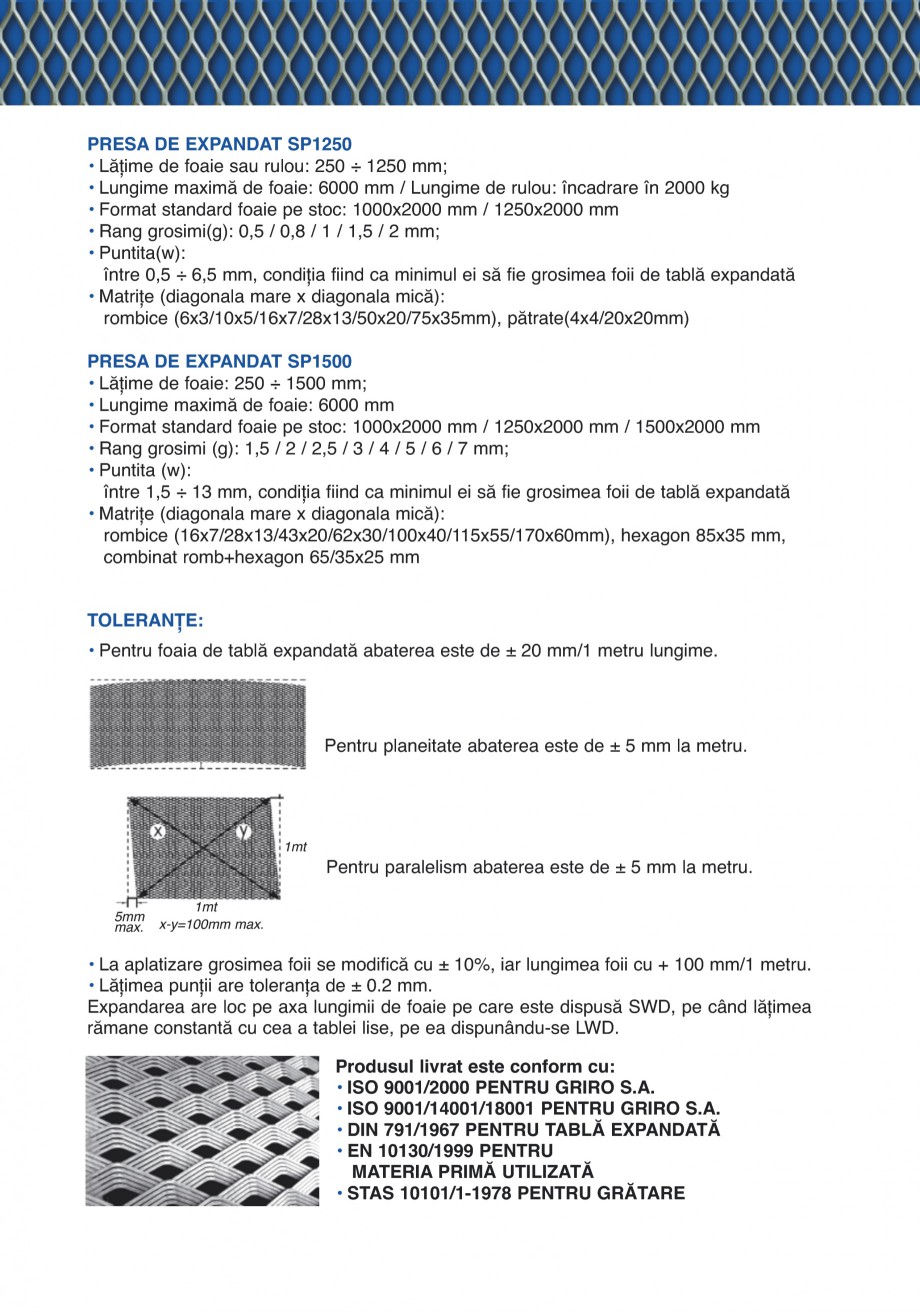 Pagina 3-Catalog de prezentare GRIRO Tabla expandata Catalog, brosura Romana...