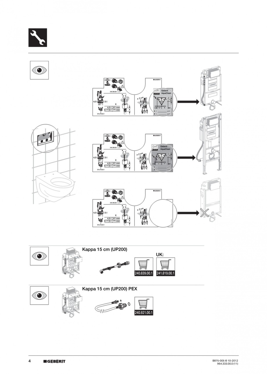 Pagina 4-Vas WC cu jet de apa reglabil individual 8000plus GEBERIT AquaClean Instructiuni montaj, utilizare...
