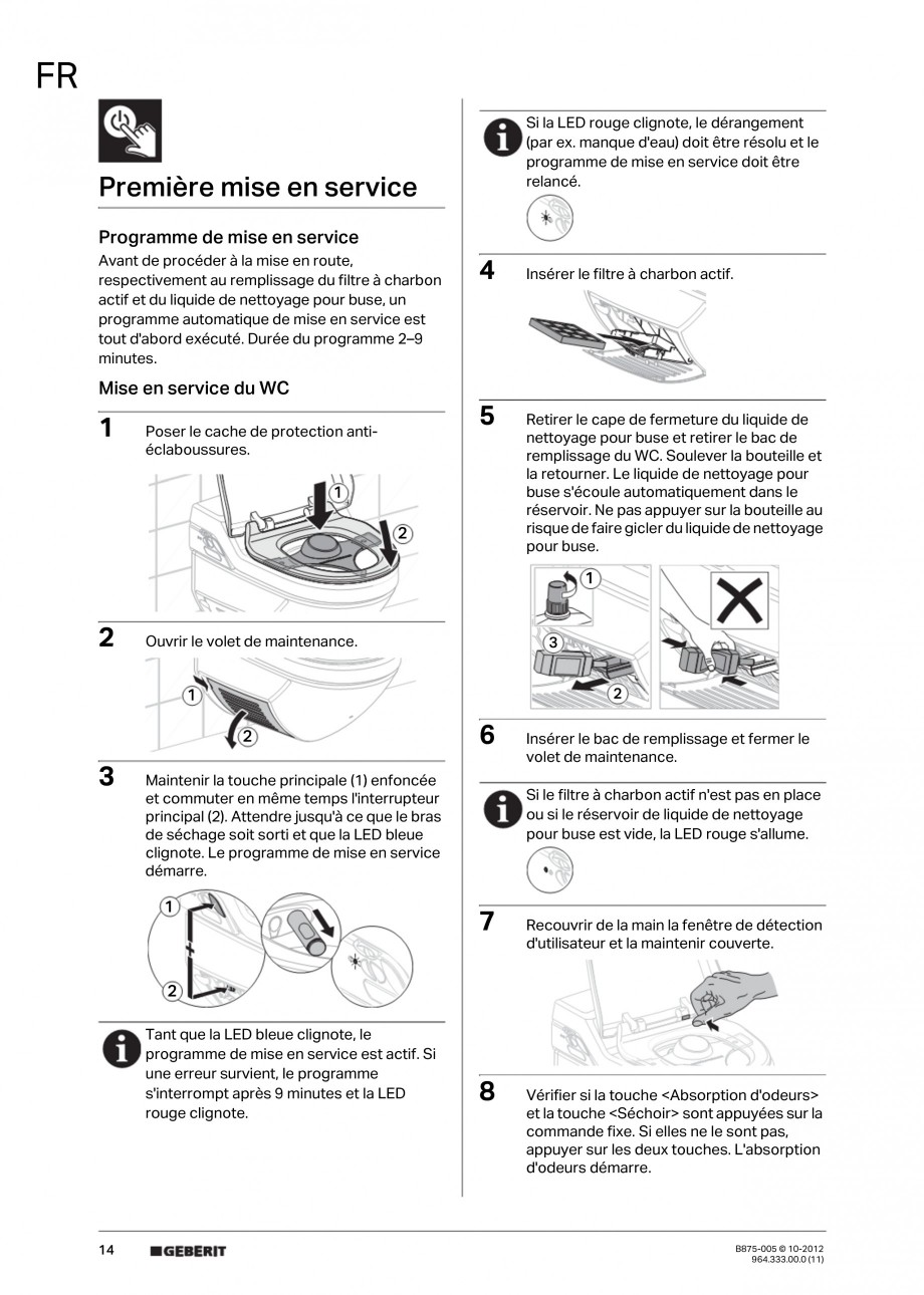 Pagina 14-Vas WC cu jet de apa reglabil individual 8000plus GEBERIT AquaClean Instructiuni montaj, utilizare...