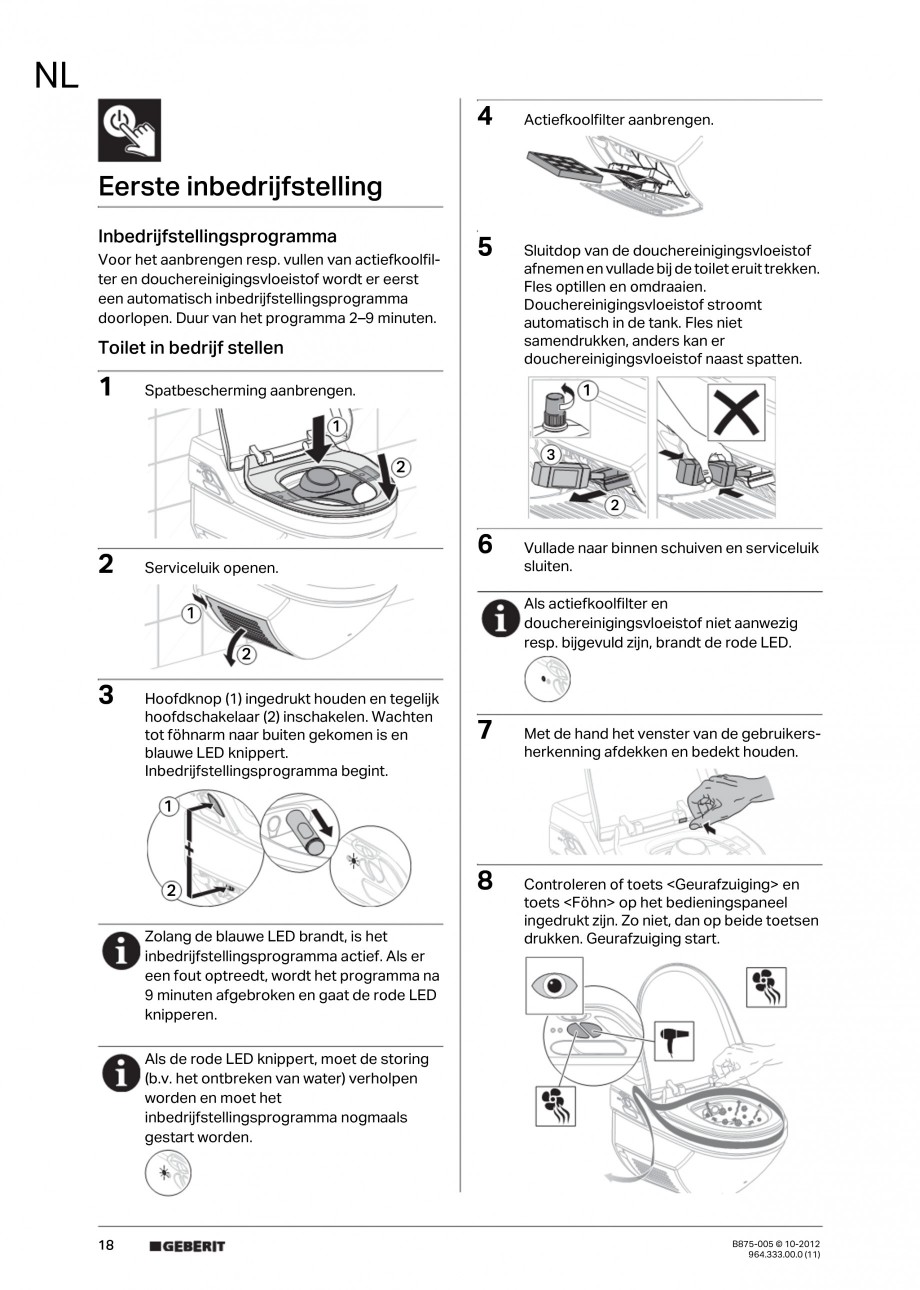 Pagina 18-Vas WC cu jet de apa reglabil individual 8000plus GEBERIT AquaClean Instructiuni montaj, utilizare...