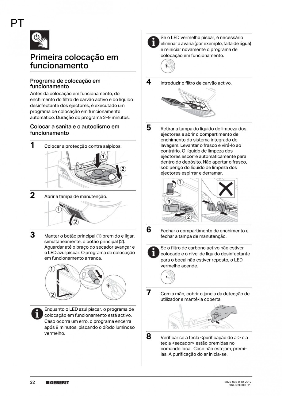Pagina 22-Vas WC cu jet de apa reglabil individual 8000plus GEBERIT AquaClean Instructiuni montaj, utilizare...