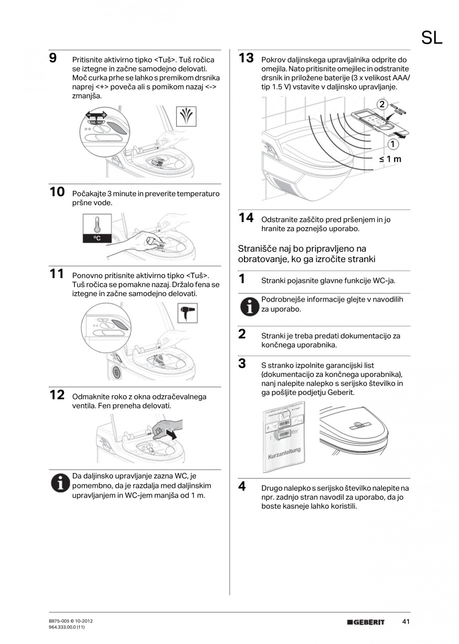 Pagina 41-Vas WC cu jet de apa reglabil individual 8000plus GEBERIT AquaClean Instructiuni montaj, utilizare...