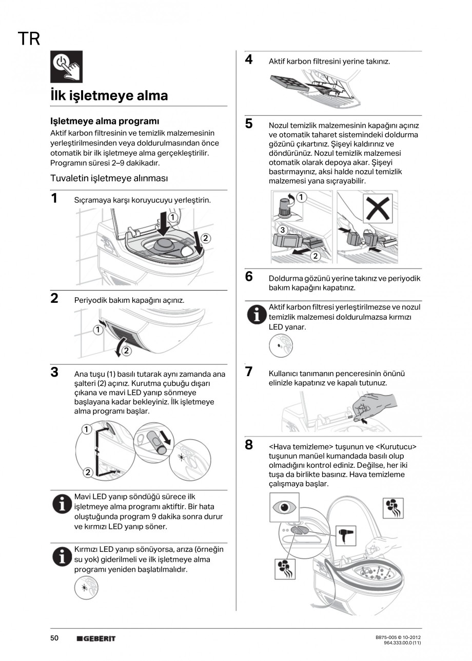Pagina 50-Vas WC cu jet de apa reglabil individual 8000plus GEBERIT AquaClean Instructiuni montaj, utilizare...