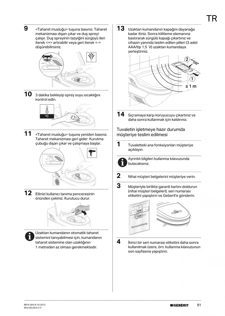 Pagina 51-Vas WC cu jet de apa reglabil individual 8000plus GEBERIT AquaClean Instructiuni montaj, utilizare...