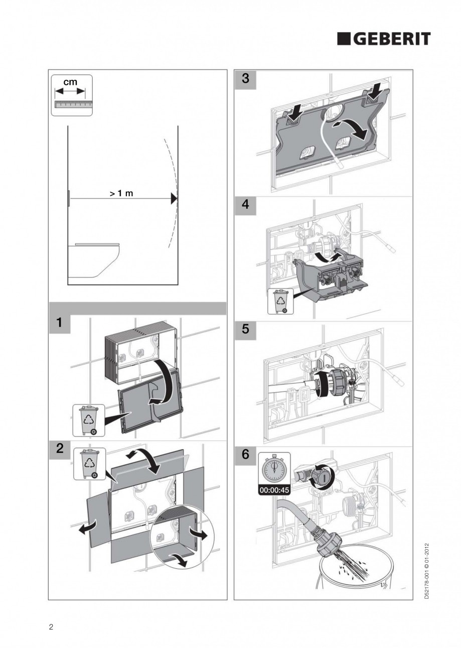Pagina 2-Clapeta de actionare electronica Geberit Sigma80 GEBERIT Instructiuni montaj, utilizare Germana,...